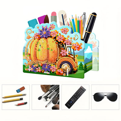 Pumpkin Car Diamond Painting Pen Holder