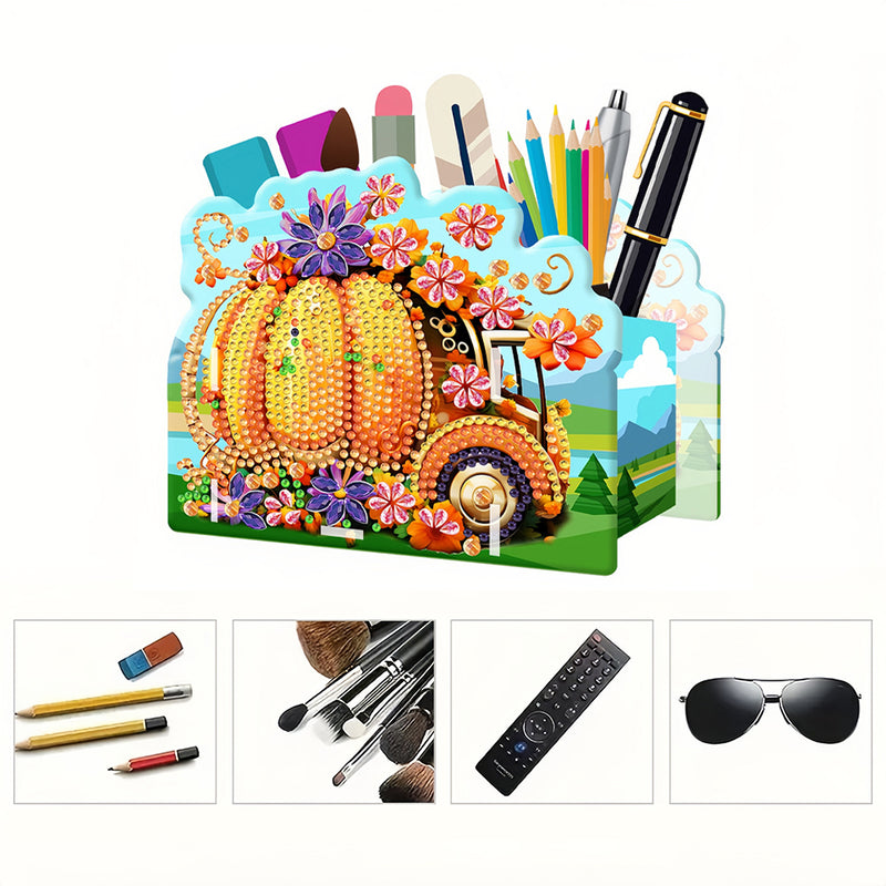 Pumpkin Car Diamond Painting Pen Holder