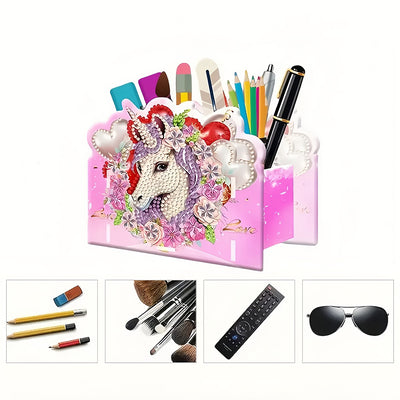 Unicorn and Heart Diamond Painting Pen Holder