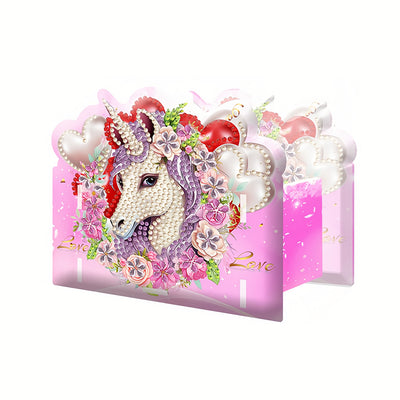 Unicorn and Heart Diamond Painting Pen Holder