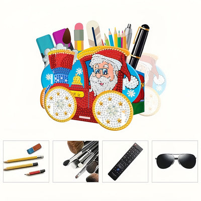 Santa's Car Diamond Painting Pen Holder