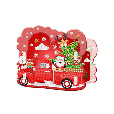 Red Christmas Car Diamond Painting Pen Holder