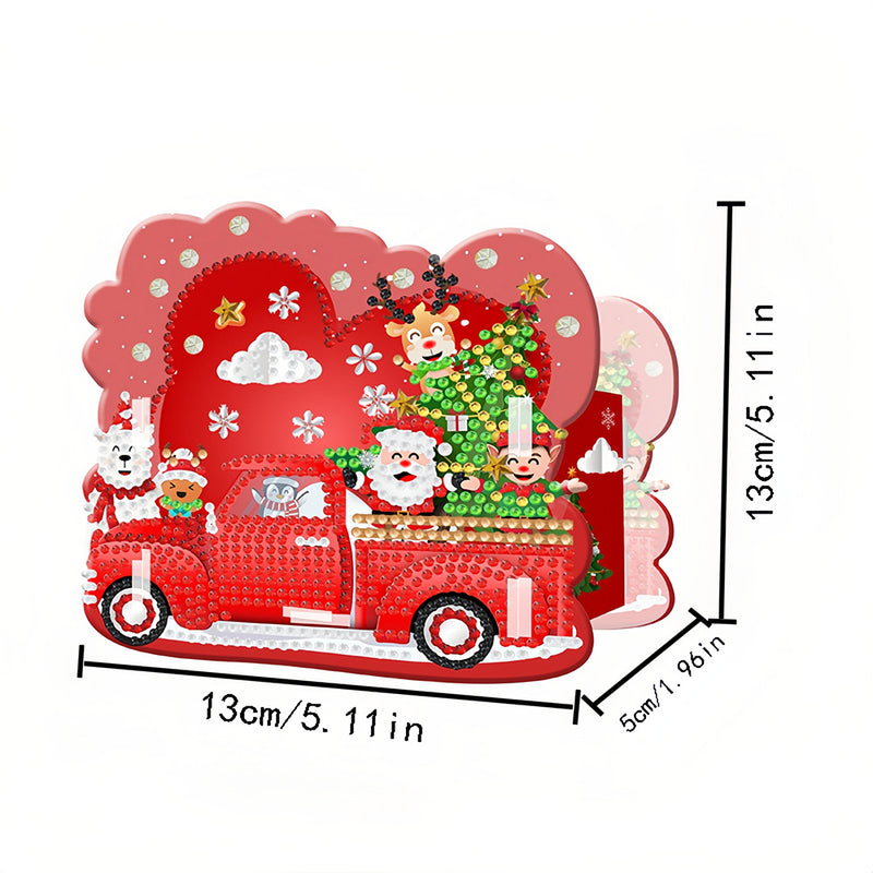 Red Christmas Car Diamond Painting Pen Holder