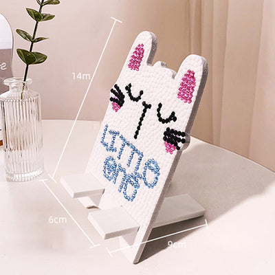 Little White Cat Mobile Phone Resin Holder Diamond Painting Kits