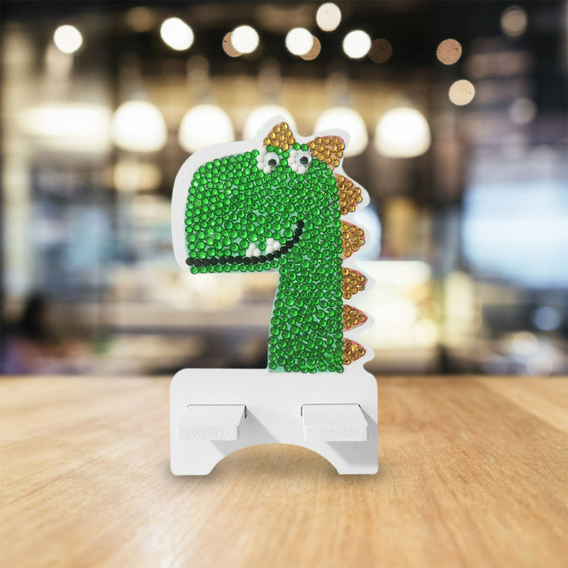 Cute Green Dinosaur Mobile Phone Resin Holder Diamond Painting Kits