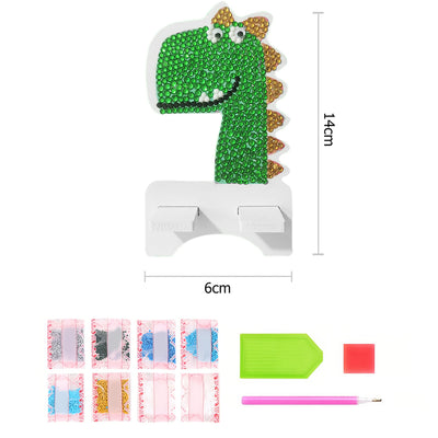 Cute Green Dinosaur Mobile Phone Resin Holder Diamond Painting Kits