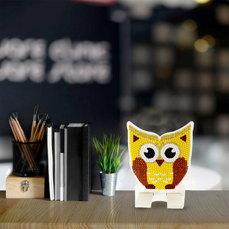 Cute Yellow Owl Mobile Phone Resin Holder Diamond Painting Kits