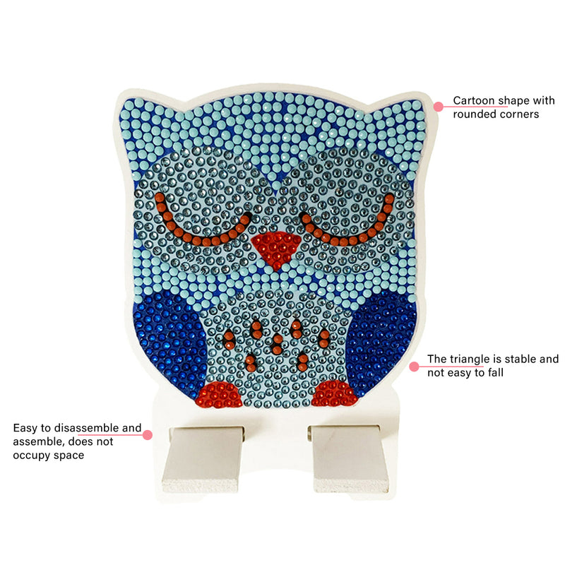 Sleeping Blue Owl Mobile Phone Resin Holder Diamond Painting Kits