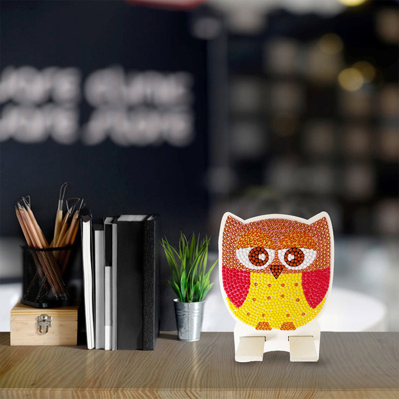 Cute Orange Owl Mobile Phone Resin Holder Diamond Painting Kits