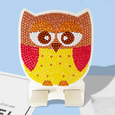 Cute Orange Owl Mobile Phone Resin Holder Diamond Painting Kits