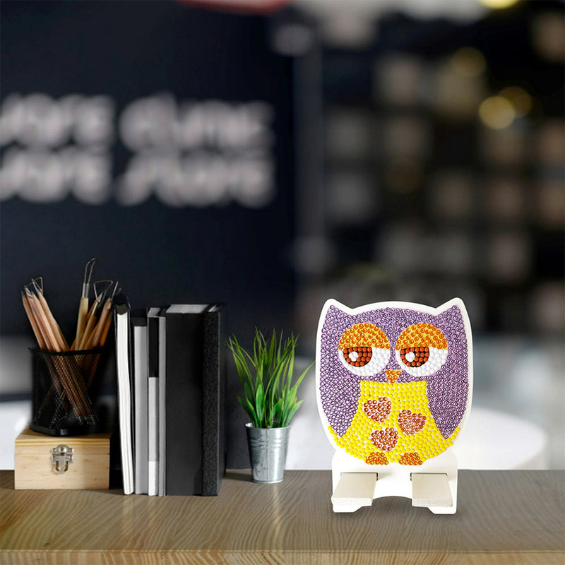 Cute Purple Owl Mobile Phone Resin Holder Diamond Painting Kits