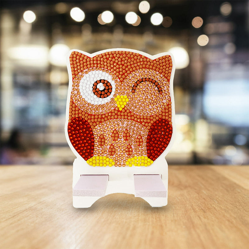 Funny Brown Owl Mobile Phone Resin Holder Diamond Painting Kits