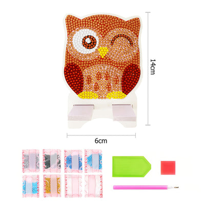 Funny Brown Owl Mobile Phone Resin Holder Diamond Painting Kits