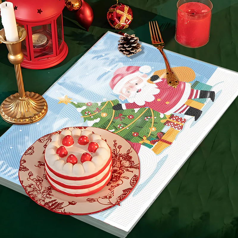 Christmas Snowman and Santa Claus Table Placemats for Home Decor Diamond Painting