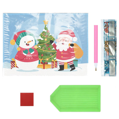 Christmas Snowman and Santa Claus Table Placemats for Home Decor Diamond Painting