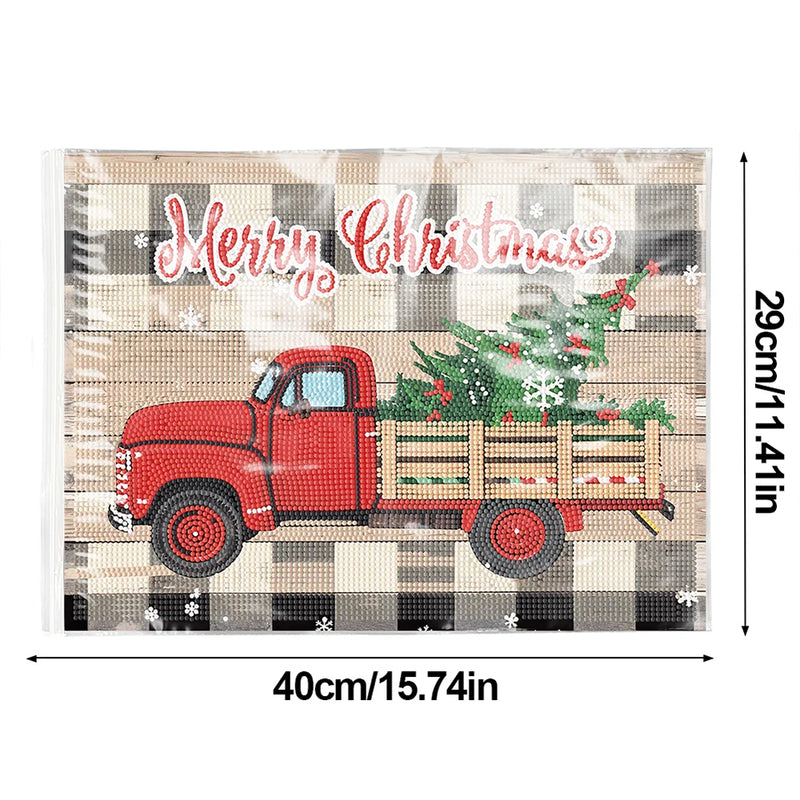 Christmas Tree on Truck Table Placemats for Home Decor Diamond Painting