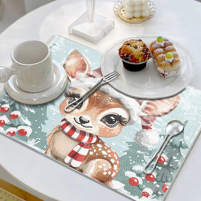 Cute Christmas Deer Table Placemats for Home Decor Diamond Painting