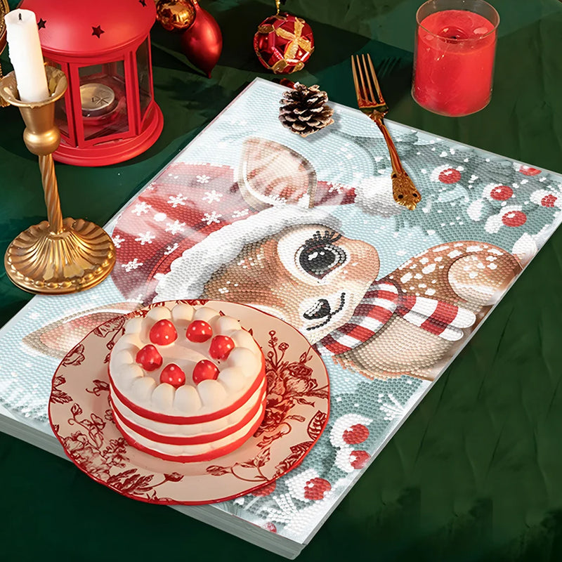 Cute Christmas Deer Table Placemats for Home Decor Diamond Painting