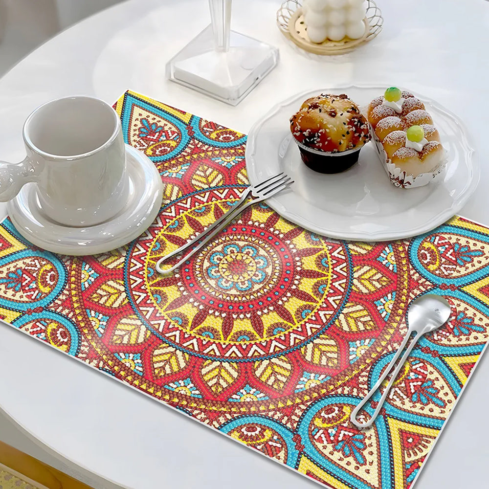 Red Mandala Table Placemats for Home Decor Diamond Painting