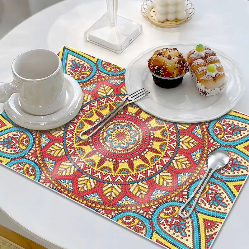 Red Mandala Table Placemats for Home Decor Diamond Painting