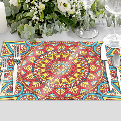 Red Mandala Table Placemats for Home Decor Diamond Painting