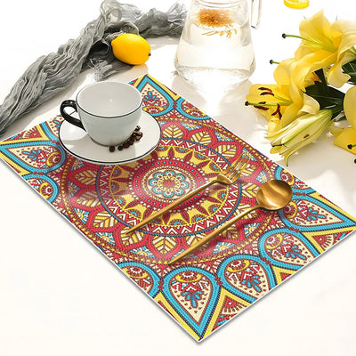 Red Mandala Table Placemats for Home Decor Diamond Painting