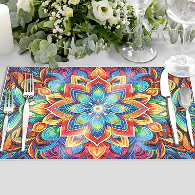 Green and Golden Flower Mandala Table Placemats for Home Decor Diamond Painting