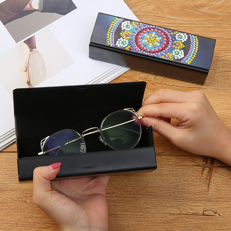 Colorful Mandala Leather Glasses Storage Case Diamond Painting Kits STOBOX301