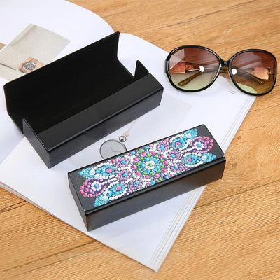 Blue and Purple Mandala Leather Glasses Storage Case Diamond Painting Kits STOBOX302