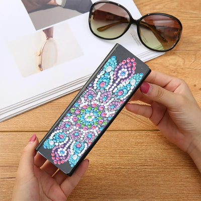 Blue and Purple Mandala Leather Glasses Storage Case Diamond Painting Kits STOBOX302