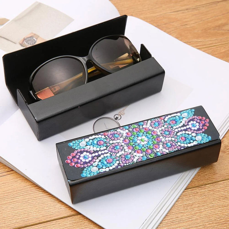 Blue and Purple Mandala Leather Glasses Storage Case Diamond Painting Kits STOBOX302