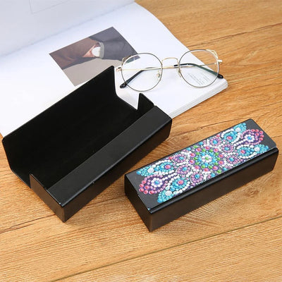 Blue and Purple Mandala Leather Glasses Storage Case Diamond Painting Kits STOBOX302