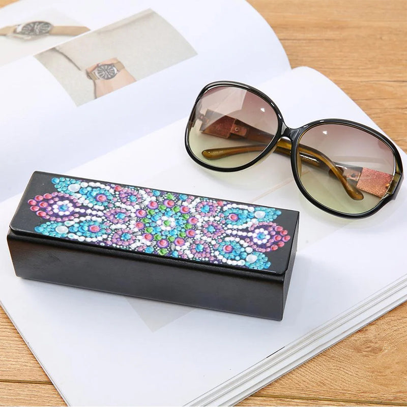 Blue and Purple Mandala Leather Glasses Storage Case Diamond Painting Kits STOBOX302