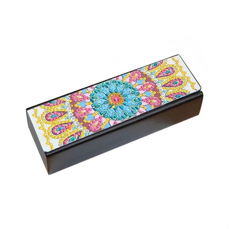 Blue and Yellow Mandala Leather Glasses Storage Case Diamond Painting Kits STOBOX303