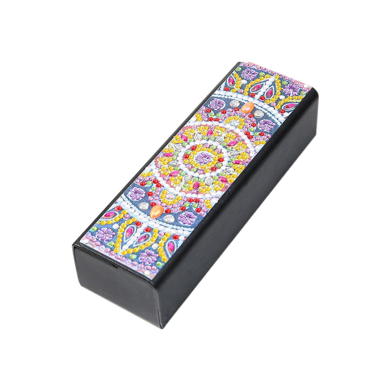 Purple and Yellow Mandala Leather Glasses Storage Case Diamond Painting Kits STOBOX305