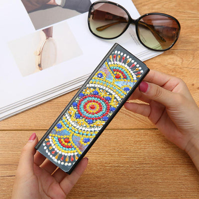 Yellow Mandala Leather Glasses Storage Case Diamond Painting Kits STOBOX306