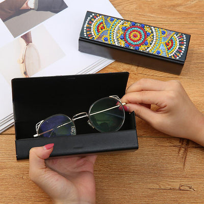 Yellow Mandala Leather Glasses Storage Case Diamond Painting Kits STOBOX306