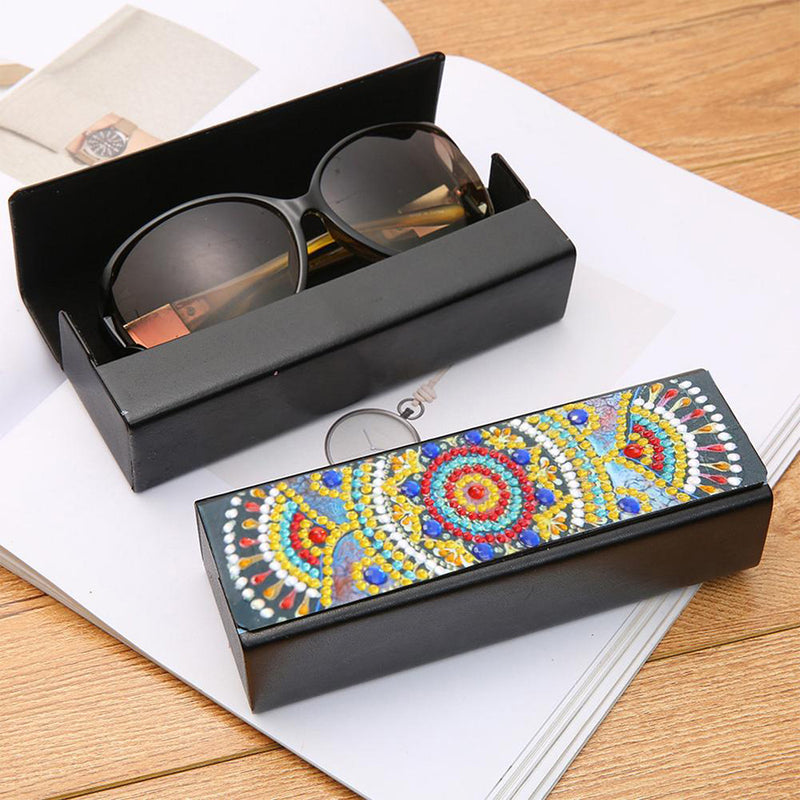 Yellow Mandala Leather Glasses Storage Case Diamond Painting Kits STOBOX306