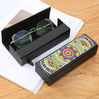 Yellow Mandala Leather Glasses Storage Case Diamond Painting Kits STOBOX306