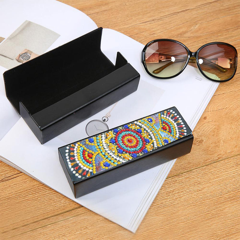 Yellow Mandala Leather Glasses Storage Case Diamond Painting Kits STOBOX306