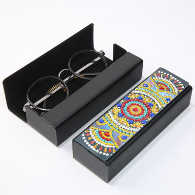 Yellow Mandala Leather Glasses Storage Case Diamond Painting Kits STOBOX306