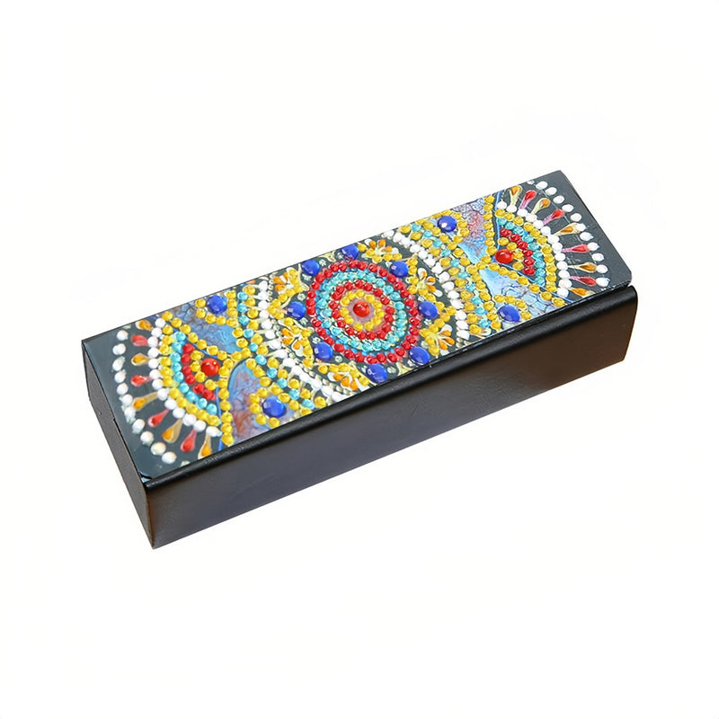 Yellow Mandala Leather Glasses Storage Case Diamond Painting Kits STOBOX306