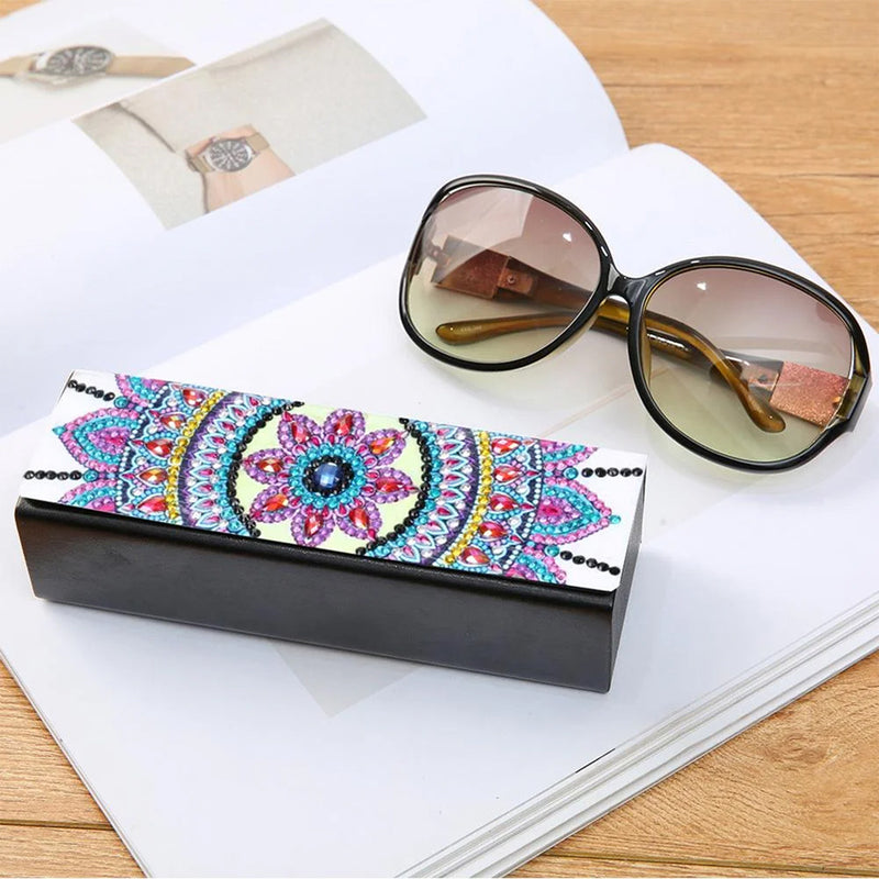 Purple Flower Mandala Leather Glasses Storage Case Diamond Painting Kits STOBOX307