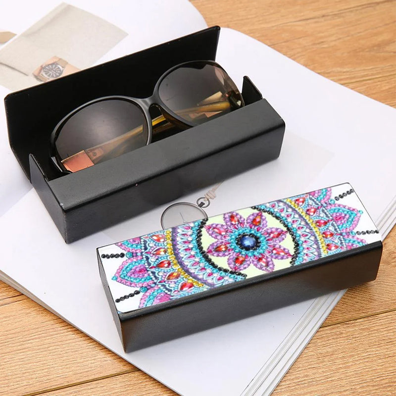 Purple Flower Mandala Leather Glasses Storage Case Diamond Painting Kits STOBOX307