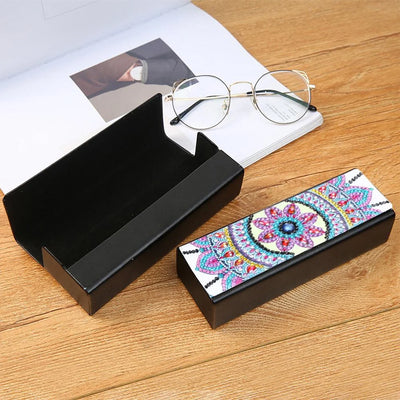 Purple Flower Mandala Leather Glasses Storage Case Diamond Painting Kits STOBOX307