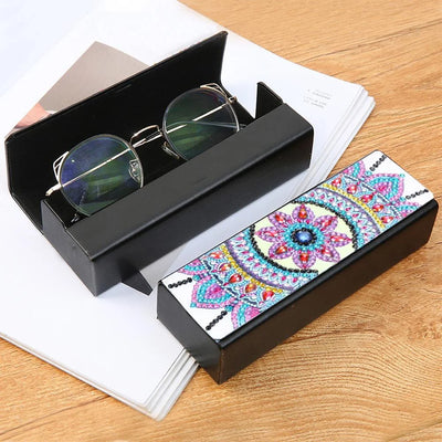 Purple Flower Mandala Leather Glasses Storage Case Diamond Painting Kits STOBOX307