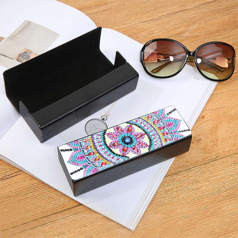 Purple Flower Mandala Leather Glasses Storage Case Diamond Painting Kits STOBOX307