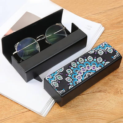 Blue Lotus Mandala Leather Glasses Storage Case Diamond Painting Kits STOBOX308