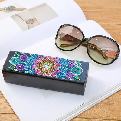 Blue and Red Mandala Leather Glasses Storage Case Diamond Painting Kits STOBOX310