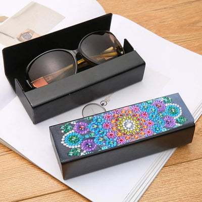 Blue and Red Mandala Leather Glasses Storage Case Diamond Painting Kits STOBOX310